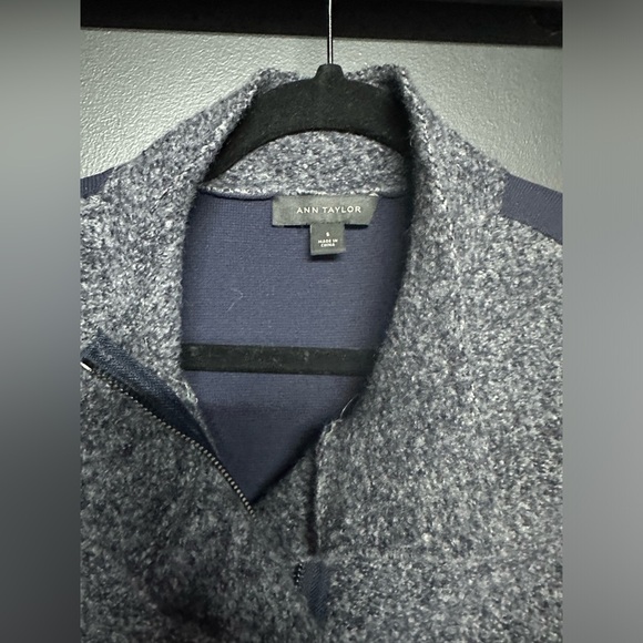 Ann Taylor Boiled Wool Zip Front Coatigan Navy S - Picture 4 of 5